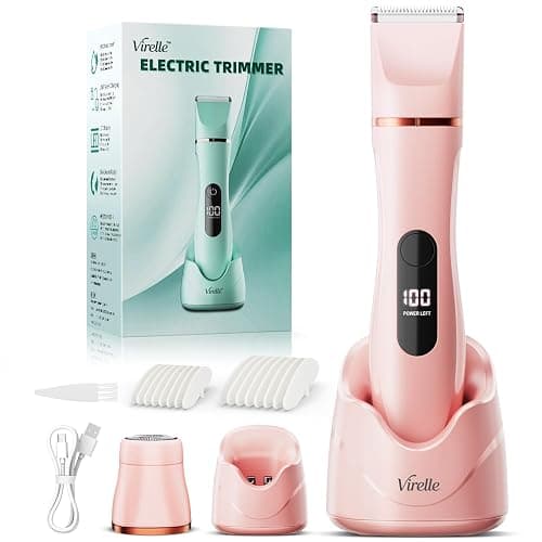 Hair Remover Razor Bikini Trimmer for Women, Painless Waterproof Electric Foil Shaver for Leg Body Armpit Facial, Cordless Ceramic Blade with USB Charging Dock, Travel Size Gifts for Her, Pink - Image 1