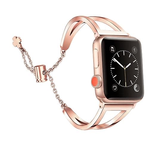 Secbolt Stainless Steel Bands Compatible with Apple Watch Band 38mm 40mm 41mm 42mm 44mm 45mm 46mm 49mm iWatch Series 11/10/9/Ultra/SE/8/7/6/5/4/3/2/1, Dressy Metal Bangle Bracelet Women - Image 1