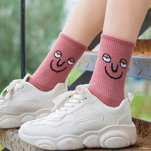 Meloday 10 PACK Crazy Funny Emotion Crew Socks Soft Cotton - 10 different fun designs and color per pack thumbnail 9