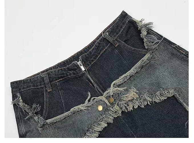 POHADON Y2K Blue Denim Shorts Summer Casual Loose Straight Leg Unisex Baggy Jeans Shorts Jorts Grunge Harajuku Streetwear thumbnail 3