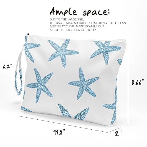 Fokongna Wet Bag, Travel Wet Dry Bag Water Proof Beach Bags for Swimsuit Beach Pool Diapers Dirty Yoga Gym Clothes Zipper Pouch, for Women Sister Friends Ocean Sea Shells Makeup Bag - Starfish 03 thumbnail 3