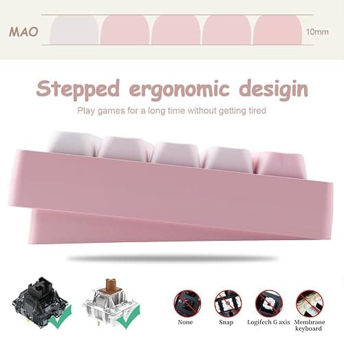 Tsungup MOA Keycaps-Pink Sakura,129 Keys Cute Custom Cherry Blossom Keycaps | Dye Sub PBT Key Caps Keyboard Keycap Set for MX Switches Mechanical Keyboard(only keycap) thumbnail 7