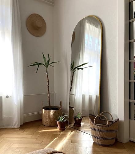 Floor Mirror, 64"x21" Gold Full Length Mirror, Arched Mirror Full Length, Freestanding Mirrors, Arch Floor Length Mirrors with Thin Aluminum Frame Hanging or Leaning, Wall Mounted Mirror for Bedroom thumbnail 3
