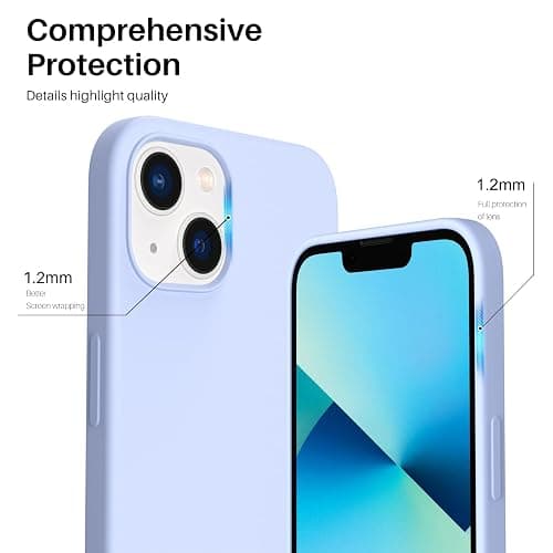 ORNARTO Compatible with iPhone 13 Case 6.1, Slim Liquid Silicone 3 Layers Full Covered Soft Gel Rubber Phone Case Protective Cover 6.1 Inch-Light Blue thumbnail 4