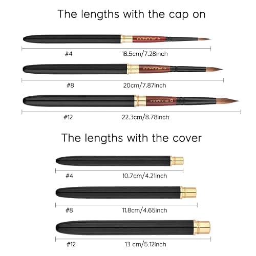 Kolinsky Sable Watercolor Brushes, Fuumuui Artist Travel Watercolor Paint Brushes with Pocket Size Leather Pouch Perfect for Watercolor Gouache Acrylic Ink Painting thumbnail 5