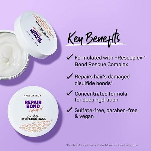 Marc Anthony Hair Mask - Repairs, Strengthens & Maintains Bonds within Hair - Eliminates Frizz, Flyaways & Reduce Breakage - Dry & Damaged Hair Professional Treatment thumbnail 3