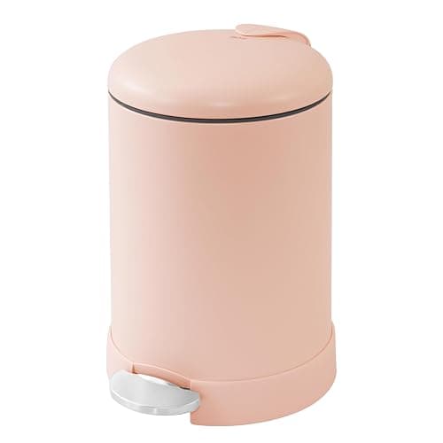 Glad Small Trash Can, 1.2 Gallon | Round Stainless Steel Garbage Bin with Soft Close Lid & Step Foot Pedal | Metal Waste Basket with Removable Inner Bucket, Rust - Image 1