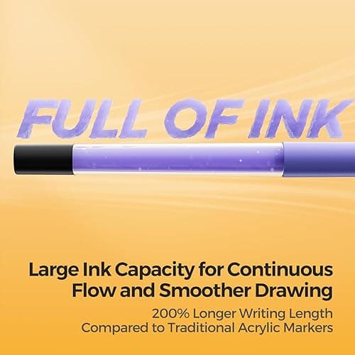 ENMY 60 Colors Acrylic Paint Markers, Direct Liquid Acrylic Paint Marker Pen, Fabric Markers for Textile, Canvas, Rock, Glass, Wood, Paper, DIY, Acrylic Coloring Pens for DIY Craft Supplies - 60-Color thumbnail 5