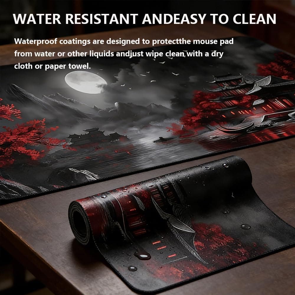 Large Mouse Pad for Desk Abstract Texture Line Gaming Mouse Pad, 300x800x3mm Extended Desk Mat with Non-Slip Rubber Base Stitched Edges Waterproof Keyboard Pad for Gaming & Work (Retro Design) thumbnail 6