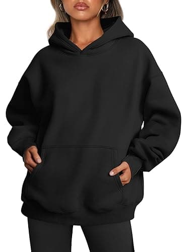 Trendy Queen Womens Oversized Hoodies Fleece Sweatshirts Fall Fashion 2025 Pullover Sweaters Winter Clothes - Black - Small
