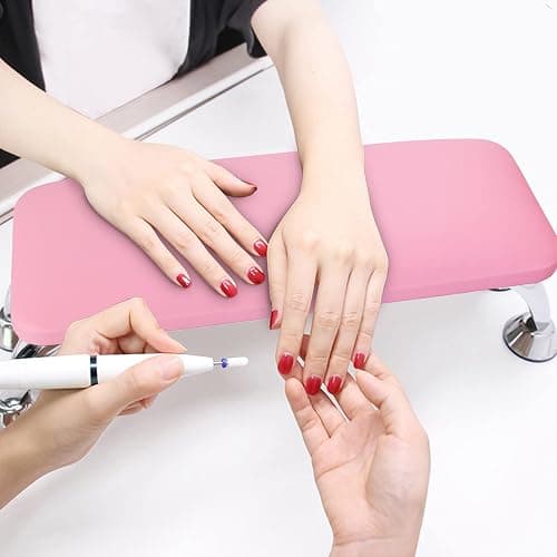 Arm Rest for Nails Tech, Easy Clean Nail Arm Rest, Reduce Back Pain Hand Rest for Nails Tech, Sturdy Support Armrest for Nails Fits UV LED Nail Lamp Underneath, Salon & Home Use (Pink) thumbnail 3
