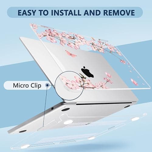 MecBevia Compatible with MacBook Air 13.6 inch Case, M4 A3240/M3 A3113/M2 A2681 (Released 2025 to 2022), Hard Shell, Keyboard Cover, Screen Protector, Webcam Cover & Type-C Adapter, Butterflies Sakura thumbnail 3