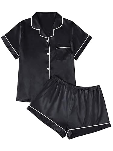 LILLUSORY Silk Satin Pajama Set for Women Pajamas 2 Piece Lounge Set Pjs Pj Shorts Matching Sets Summer Soft Loungewear
