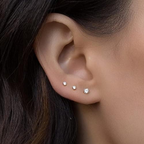 MODRSA Fake Nose Stud Fake Nose Ring Stud Fake Nose Piercing Fake Lip Ring Fake Earrings Stud Silver Gold Fake Cartilage Helix Earring Clip on Earring Hoop Fake Eyebrow Ring Fake Bridge Piercing - B4-fake stud 3/4/5mm - silver thumbnail 5