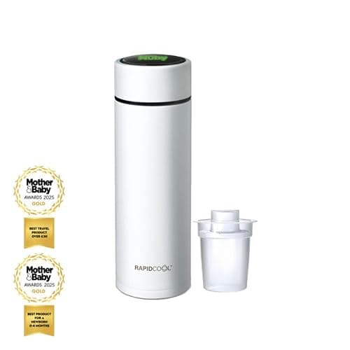 Nuby RapidCool Portable Baby Bottle Maker - Formula Feed in 2 Minutes | Ideal for Travel Bottles and Night Feeds | Includes Milk Powder Dispenser and Digital Lid | No Filter Needed (White) thumbnail 4