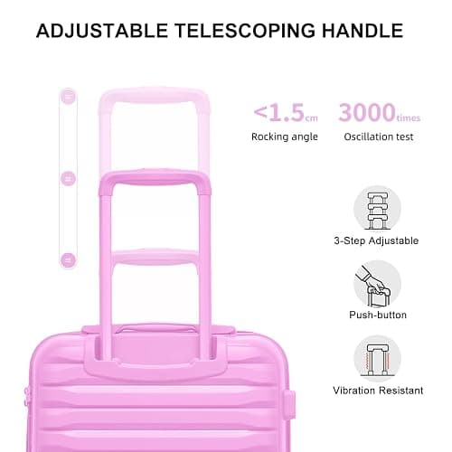LARVENDER Luggage Sets 3 Piece, Expandable Hardside PP Carry On Luggage Suitcase with 360° Spinner Wheels TSA Lock Suitcase Set for Women Men, Neon Pink thumbnail 8