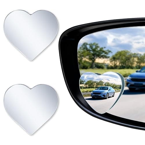 LivTee Blind Spot Mirrors, Heart Shaped HD Glass Frameless Convex Rear View Mirrors, Wide Angle Adjustable Stick for Side Mirror, Automotive Exterior Accessories for Car, SUV & Trucks, Pack of 2 - Image 1