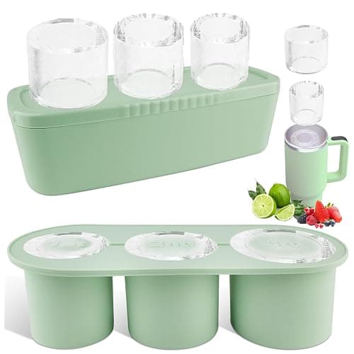 Fu Store Ice Cube Tray for Stanley Cup 30-40 oz Tumbler 3pcs Silicone Ice Cube Molds With Lid and Bin for Chilling Cocktails Whiskey Drinks Juice Coffee Easy Fill and Release Ice Maker - Image 1