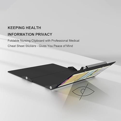 Nursing Clipboard Foldable Pocket Size-Nursing Edition Cheat Sheets Aluminum 3 Layers Foldable Clipboard Nursing Nurse Clipboard Foldable fits in Nurses Doctors(Black) thumbnail 8