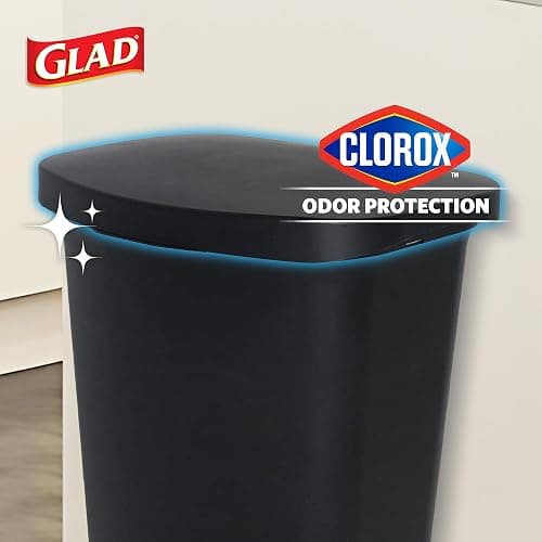 Glad 13 Gallon Trash Can | Plastic Kitchen Waste Bin with Odor Protection of Lid | Hands Free with Step On Foot Pedal and Garbage Bag Rings, Black thumbnail 3