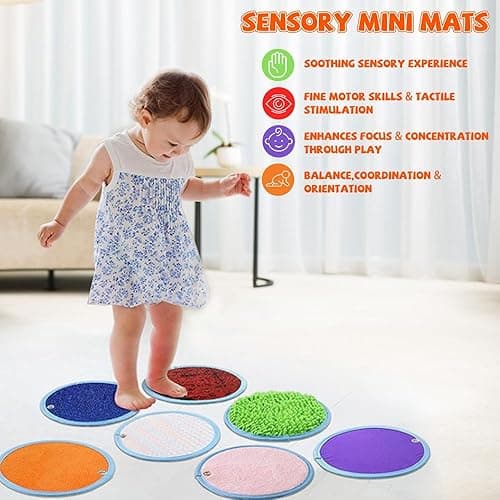 Sensory Mini Mats with Storage Bag Assorted Textured Play Mat Educational Tactile Sensory Toys for Autistic Children Kids Baby Toddler with Sensory Issues Fidgeting Activity thumbnail 5