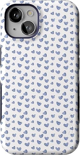 Casely iPhone 13 Case | Lovebug | Blue Hearts | Bold Protective Design | Compatible with MagSafe - Image 1