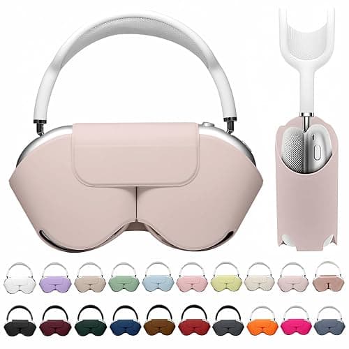 Maxjoy for Apple Airpods Max Smart Case Cover, Soft PU Leather Protective Cover Accessories for Airpod Max with Sleep Mode, Anti-Dust Travel Carrying Case for Airpods Pro Max Headphones, Ivory - Image 1