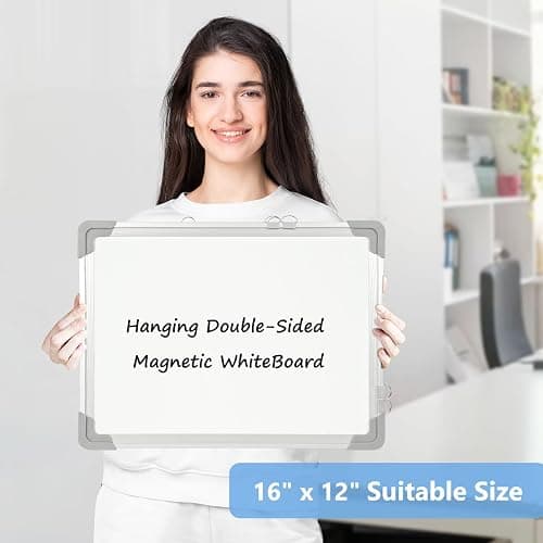 AMUSIGHT Double-Sided White Board, 16" x 12" Dry Erase Board Small Whiteboard for Wall Magnetic Hanging White Board Dry Erase for College Dorm Room, School, Home, Office thumbnail 7
