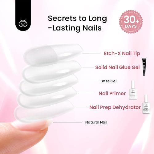 Beetles Gel Nail Kit Medium Square with Nail Dehydrator and Primer, 576Pcs Half Matte Etch-X Gel Nail Tips Solid Nail Glue Mini Nail Lamp Acrylic Nail Tips Easy DIY Nail Extension Set Gift for Women thumbnail 9