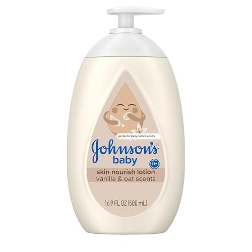 Johnson's Skin Nourishing Baby Lotion, Vanilla & Oat Scents, Hypoallergenic Baby Body Lotion for 72 Hour Hydration Until Baby's Next Bath Moisturizes & Protects from Dryness, 16.9 fl. oz - Image 1