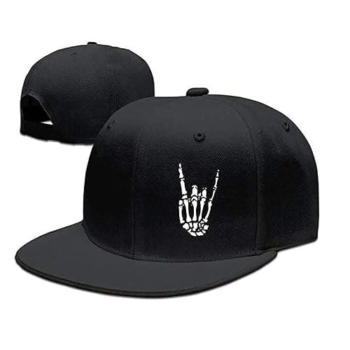 Snapback Hats for Men Baseball Cap Adjustable Flat Bill Trucker Dad Gift Skull Hat Skeleton Hand Snap Backpack Skateboard Hats for Boys Teen Black - Image 1