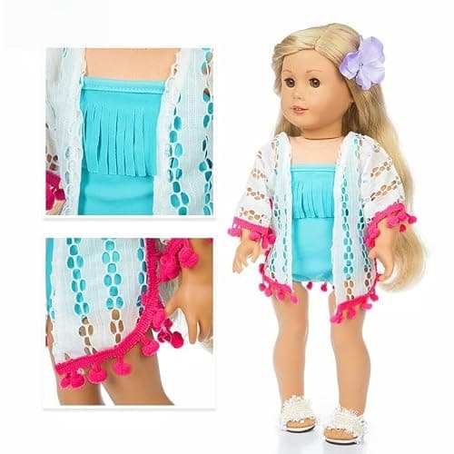 18 Inch American Doll Accessories, Fashion Doll Swimming Play Sets for American 18 Inch Girl Including Clothes Swimsuit Sunglasses Phone Shoes thumbnail 5