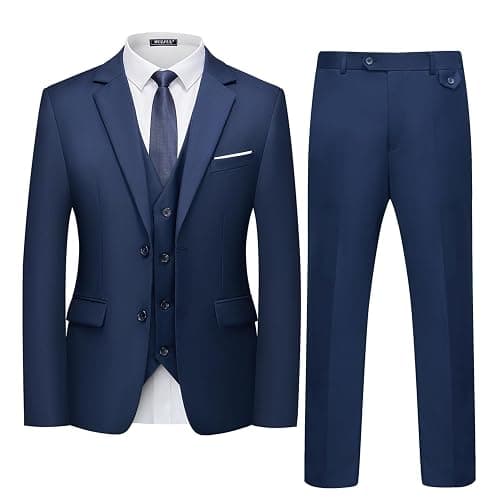 WULFUL Men's 3 Piece Slim Fit Suit Set Two Button Blazer Jacket Vest Pants Tuxedo Set for Party, Wedding and Business - Image 1