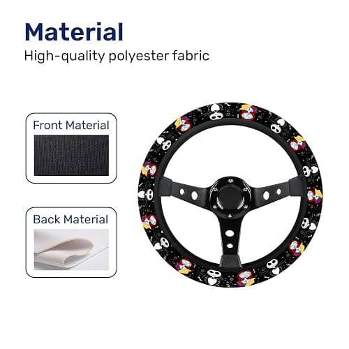 GENANY Spooky Skeleton Couple Christmas Steering Wheel Cover, Non-Slip Neoprene Car Steering Wheel Cover, Breathable Steering Wheel Covers, Sweat-Absorbing Accessories, Christmas Auto Gifts thumbnail 4