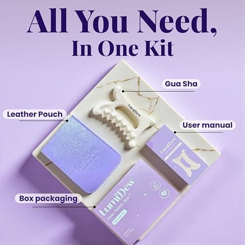 LumiDew Ceramic Guasha Tool for Face & Body - Lymphatic Drainage Massager, Face Sculpting Tool, Jawline Shaper & Double Chin Reducer - Self Care Gifts thumbnail 6