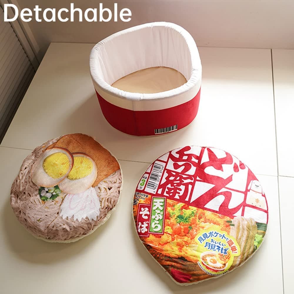 Cat Nest Instant Noodle Shape Cat House Cat Sofa Bed Cute and Comfortable Pet Cat House Detachable Multifunctional Soft Pet Bed Suitable for Cats and Dogs Applicable to All Seasons (S,Red) thumbnail 8