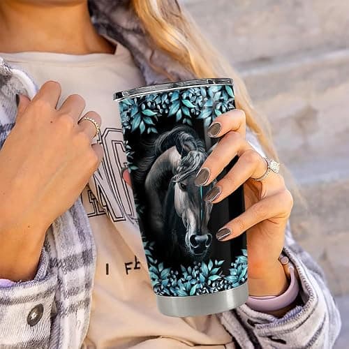 Horse Tumbler 20oz Stainless Steel Insulated Coffee Travel Mug Cup Christian Gifts for Horse Lover Girls Women Gift for Birthday Christmas thumbnail 7