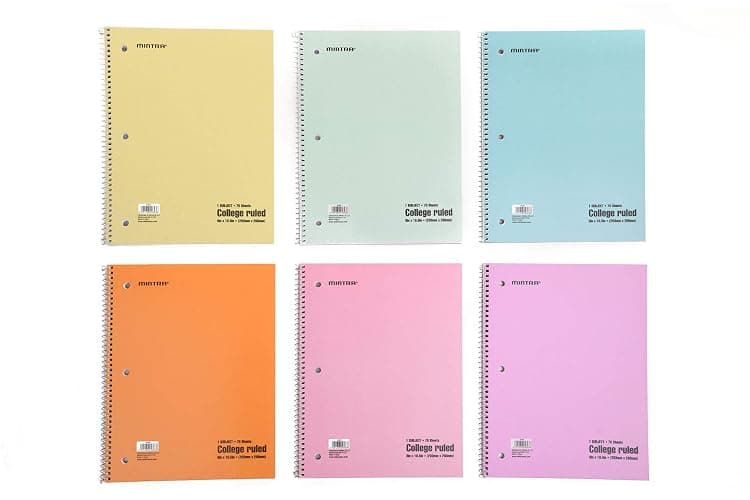 Mintra Office Spiral Notebooks - 1 Subject, 70 Sheets, College Ruled, 8in x 10in, Bulk Pack, Pastel Covers, Set of 6 - for School, Office, Business, Professional (04693) - Pastel - College Ruled - 6PK thumbnail 3