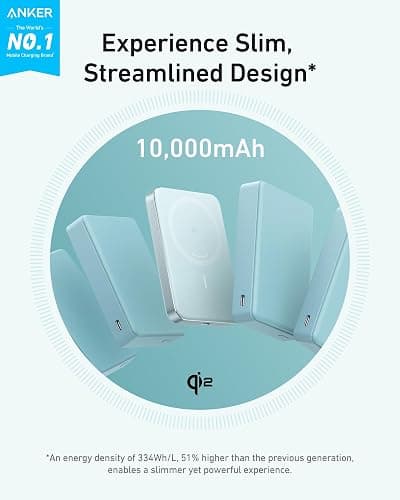 Anker MagGo Power Bank, Ultra-Slim 10,000mAh Magnetic Battery Pack, Qi2 Certified 15W Ultra-Fast MagSafe Compatible Portable Charger, Ergonomic Design, for iPhone17/16/15/14 Series Only（Not for Pixel） thumbnail 2