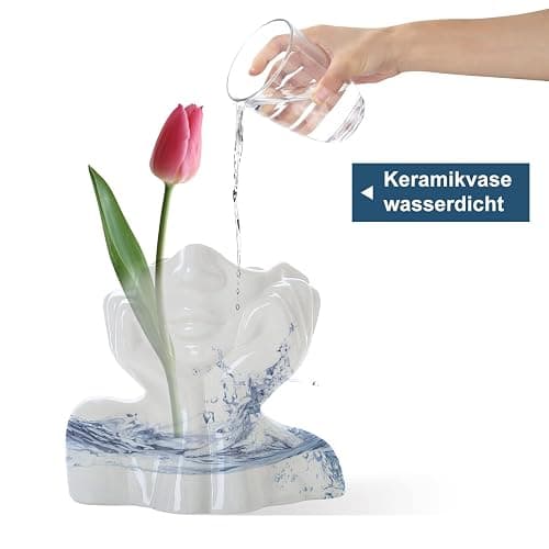 CEMABT Gesicht vase, Blume Dekor, Keramik Körper Weibliche Form, Ideale Regal, Moderne Bauernhaus Tisch, Kleine nette Bücherregal Halbgesicht (Stil-C) thumbnail 5