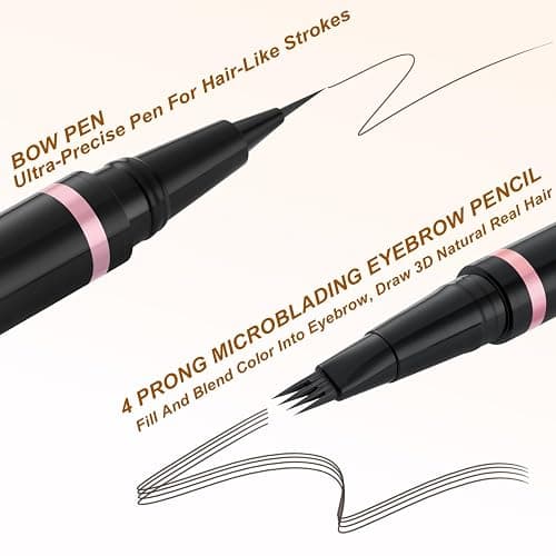 LAVONE Eyebrow Pencil Makeup Kit, with Waterproof 2-IN-1 Microblading Eyebrow Pen, Eyebrow Pomade, Eyeliner and Dual-ended Eyebrow Brush, Brow Pencil Kit for Natural Eyebrows - Black Brown thumbnail 3