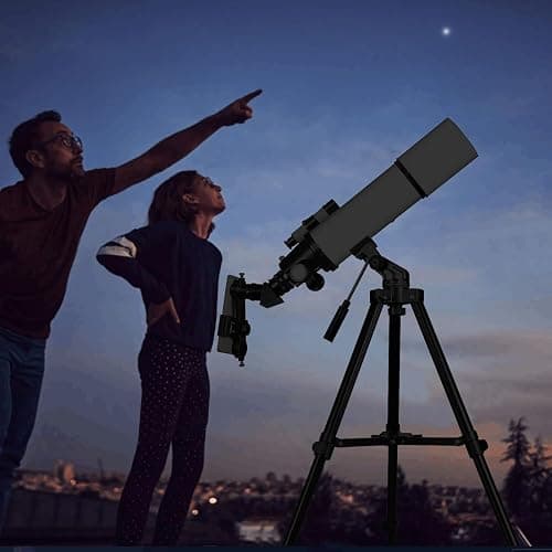 Télescope astronomique pour Adultes, télescope réfractif de 600mm d'ouverture de 80mm pour Enfants et débutants, Jumelles pour Adultes, télescope de Voyage Portable Compact avec Sac à Dos (White) thumbnail 6