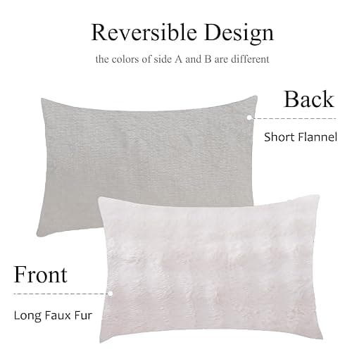 Chumerry Faux Fur Body Pillow Cover, Super Soft Fuzzy Plush Bedding Pillow Long Pillowcases 1 Pieces, Chic Striped Plaid Geometry Decorative White Body Pillowcase for Couch, Bed, 20 x 54 Inches thumbnail 6