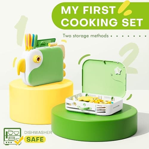 Toddler Cooking Set with Storage Box-Kids Kitchen Set,Safe PP Material Montessori Kitchen Tools for Real Cooking,Dishwasher Safe,Fun Bird-Shaped Organizer Toddler Knife Set thumbnail 3