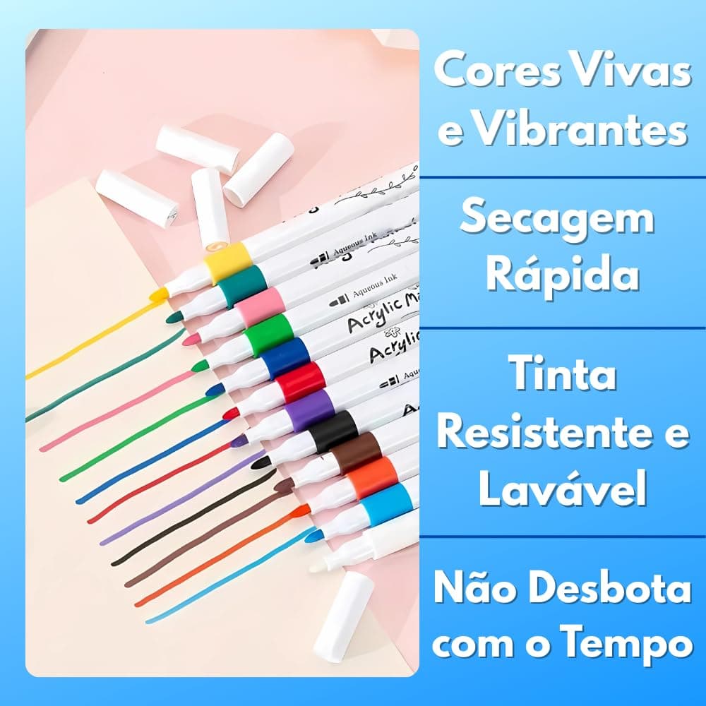Kit 36 Canetas Acrílicas para Pintura, Marcadores Acrílicos de Tinta Permanente Canetinha Posca para Madeira Tecido Tela Pedra Vidro Cerâmicas Desenho Artístico (36) thumbnail 2