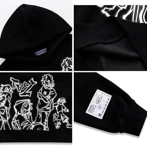 Aelfric Eden Mens Graphic Oversized Hoodie Cartoon Character Print Streetwear Casual hoodies y2k Hooded Sweatshirt thumbnail 5