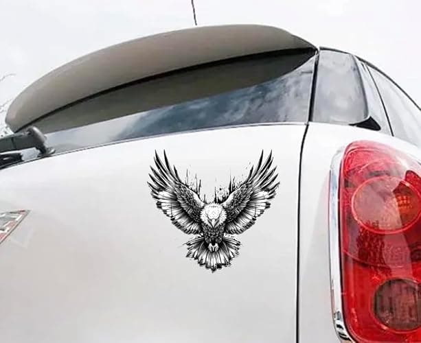 MAKTEM Majestic Soaring Bald Eagle Car Decal - Patriotic Splatter Art Vinyl Sticker for Trucks, SUVs, and Jeeps - Weatherproof Outdoor Graphic - Black & White Artistic Flying Bird Design (Eagle wings) thumbnail 4