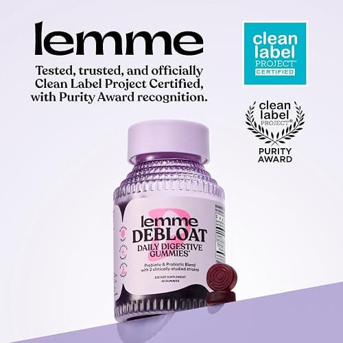 Lemme Debloat Digestive & Gut Health Gummies, 30-Day Supply | 2 Clinically Studied Probiotics & Prebiotic, Vegetarian, Gluten Free, Non GMO, BlackBerry Flavor thumbnail 5