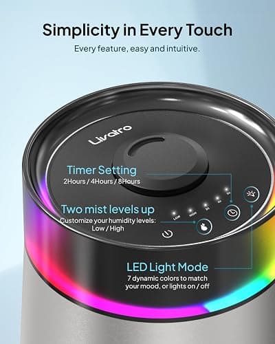 7L Ultrasonic Stainless Steel Cool Mist Humidifier for Bedroom & Large Room, Top Fill, Ultra Quiet 24dB, 3 Mist Levels, Easy Clean Dishwasher Safe Humidifier for Living Room Office thumbnail 6