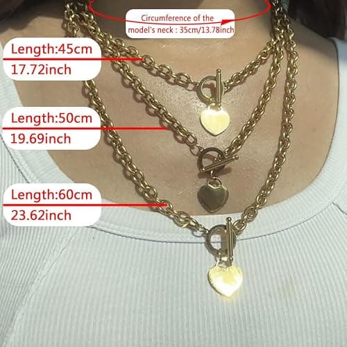 WangGao Elegent Love Stainless Steel Link Chain Blank Heart Charms Necklace for Women Toggle Clasp Closure thumbnail 3